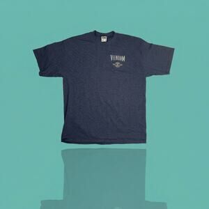 Vintage XL Holland America Line Veendam Embroidered T-Shirt Blue Stripe